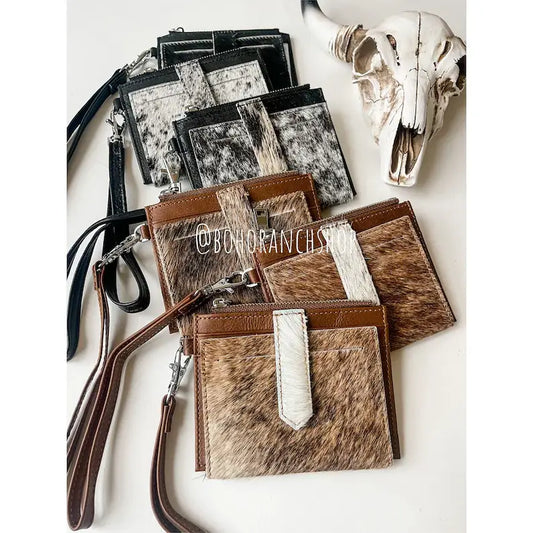 Cowhide & Leather Wristlet Wallet