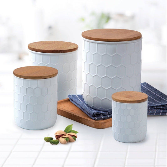 Hexagon 4pc Kitchen Ceramic Canister