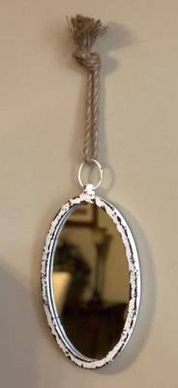 Oval Mirror with Rope Hanger