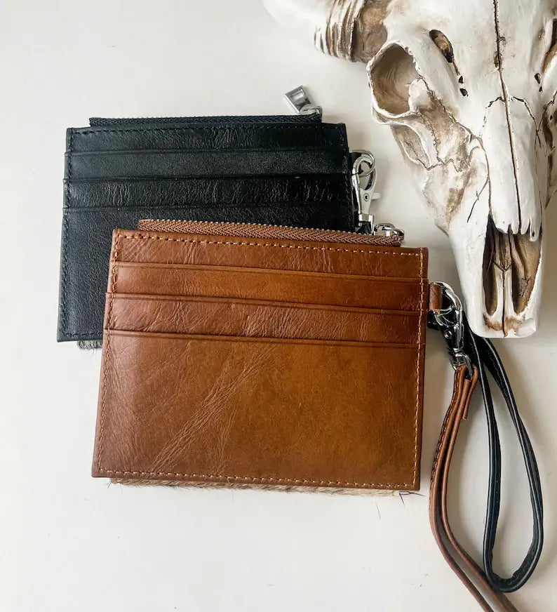 Cowhide & Leather Wristlet Wallet