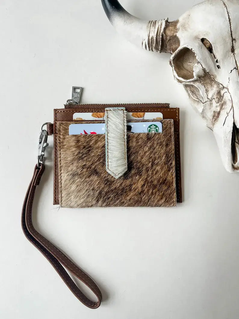 Cowhide & Leather Wristlet Wallet