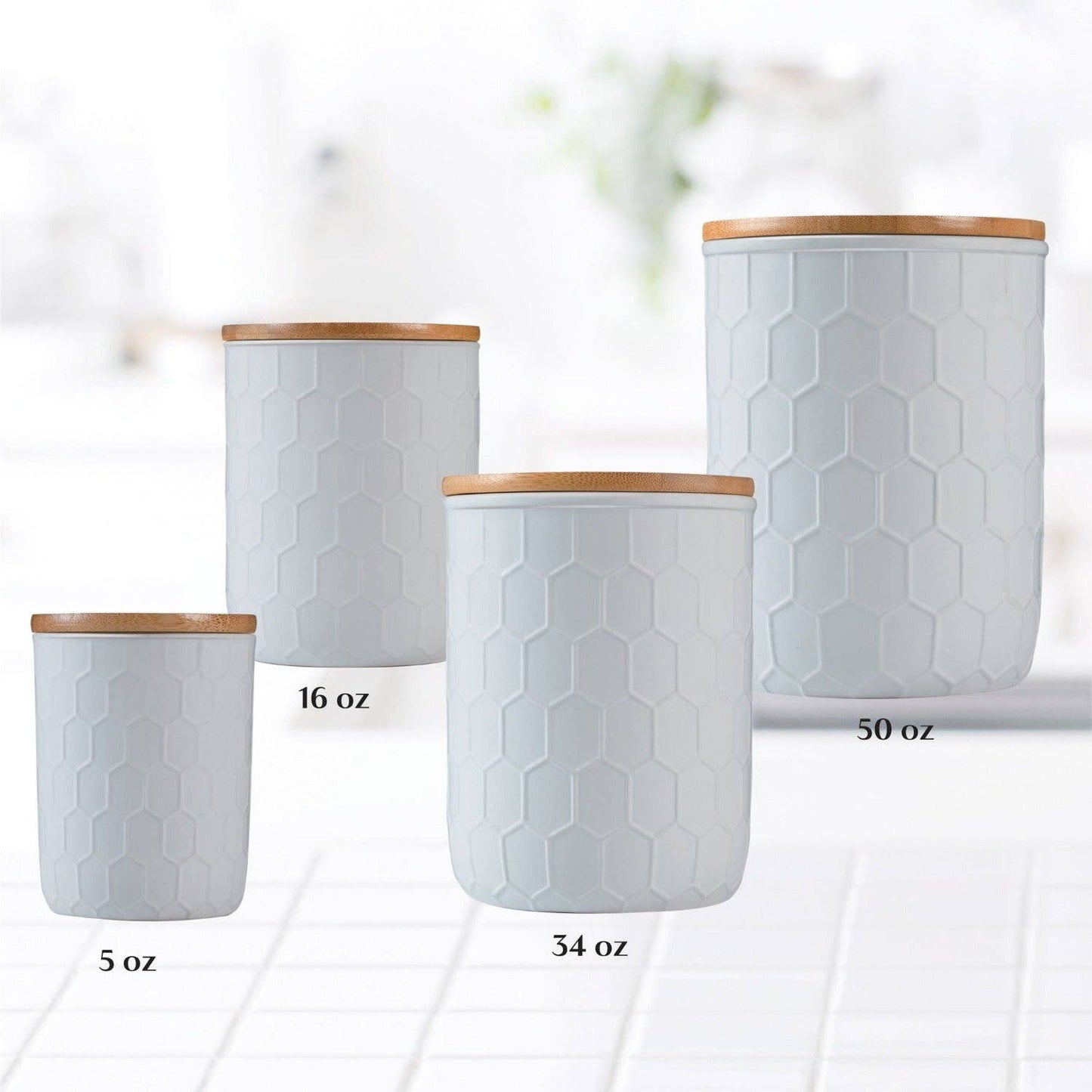 Hexagon 4pc Kitchen Ceramic Canister