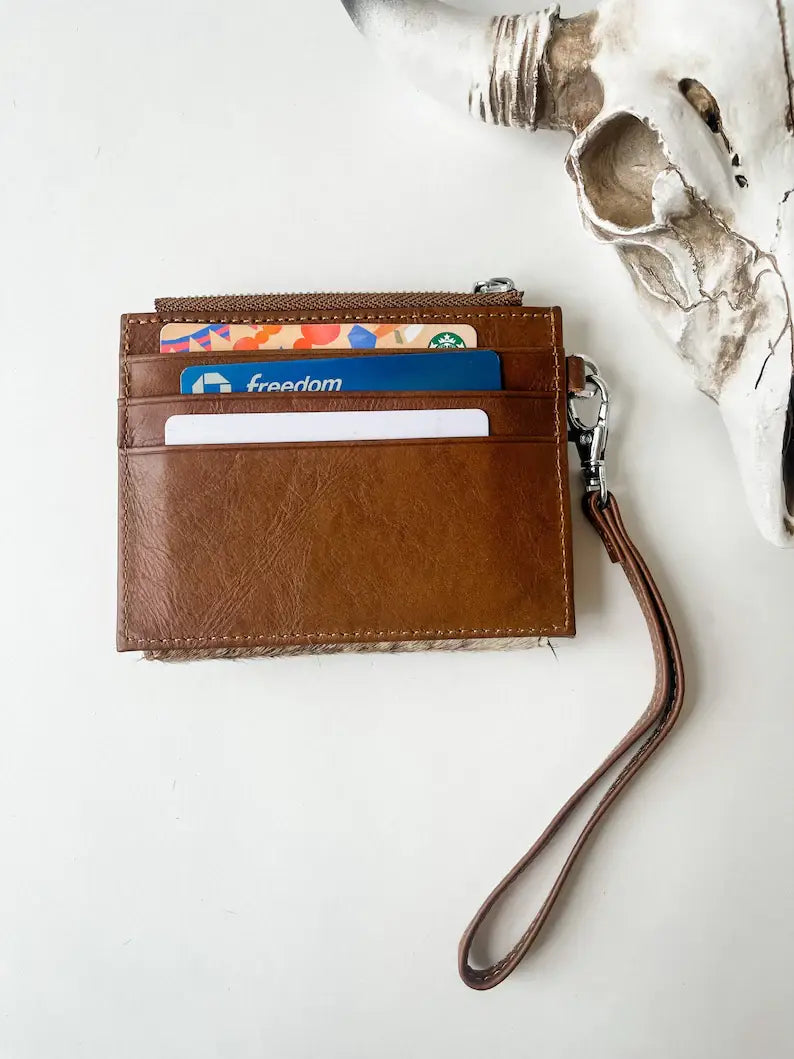 Cowhide & Leather Wristlet Wallet