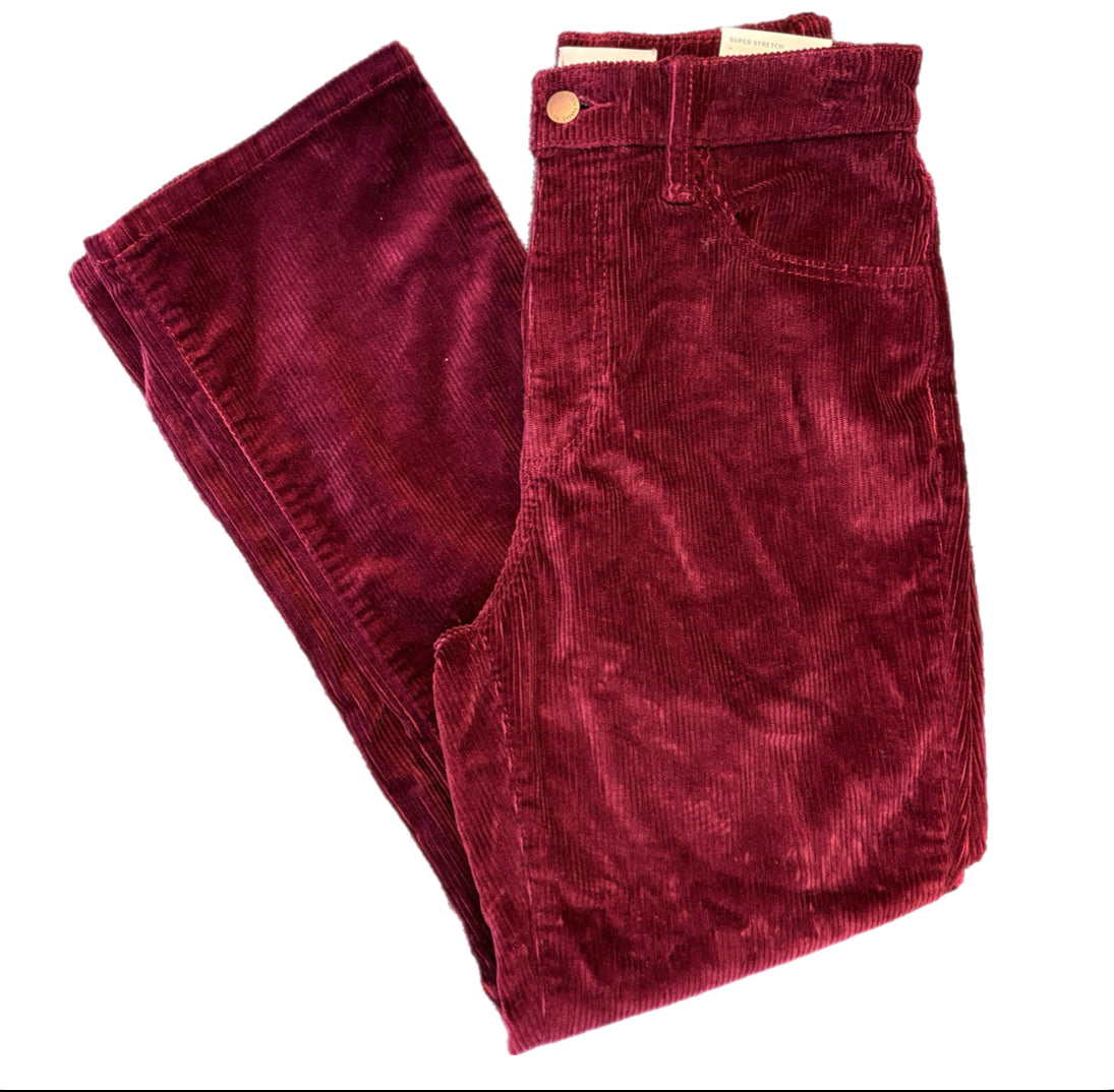 Maroon Corduroy Pant Ankle-Bootcut