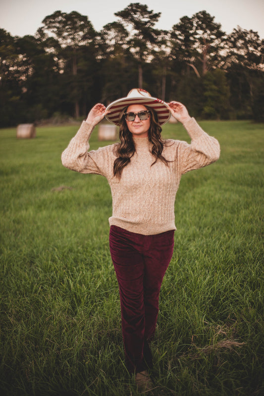 Maroon Corduroy Pant Ankle-Bootcut