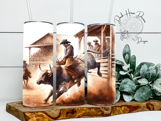 Tumbler Rustic Bull Rider - Rodeo - Cowboy - Western - Tumbler