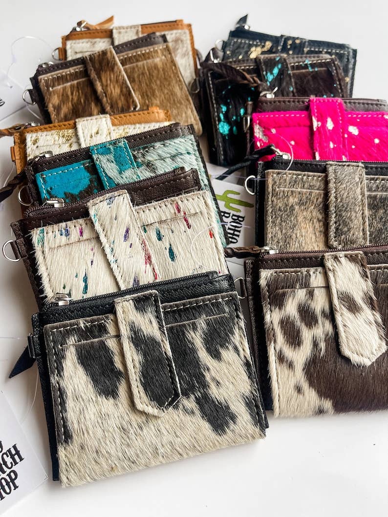 Cowhide & Leather Wristlet Wallet