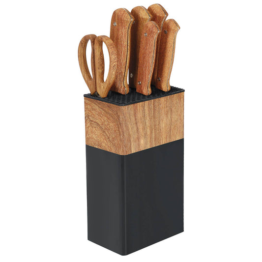 Knife Set 7pc black with Universal Block