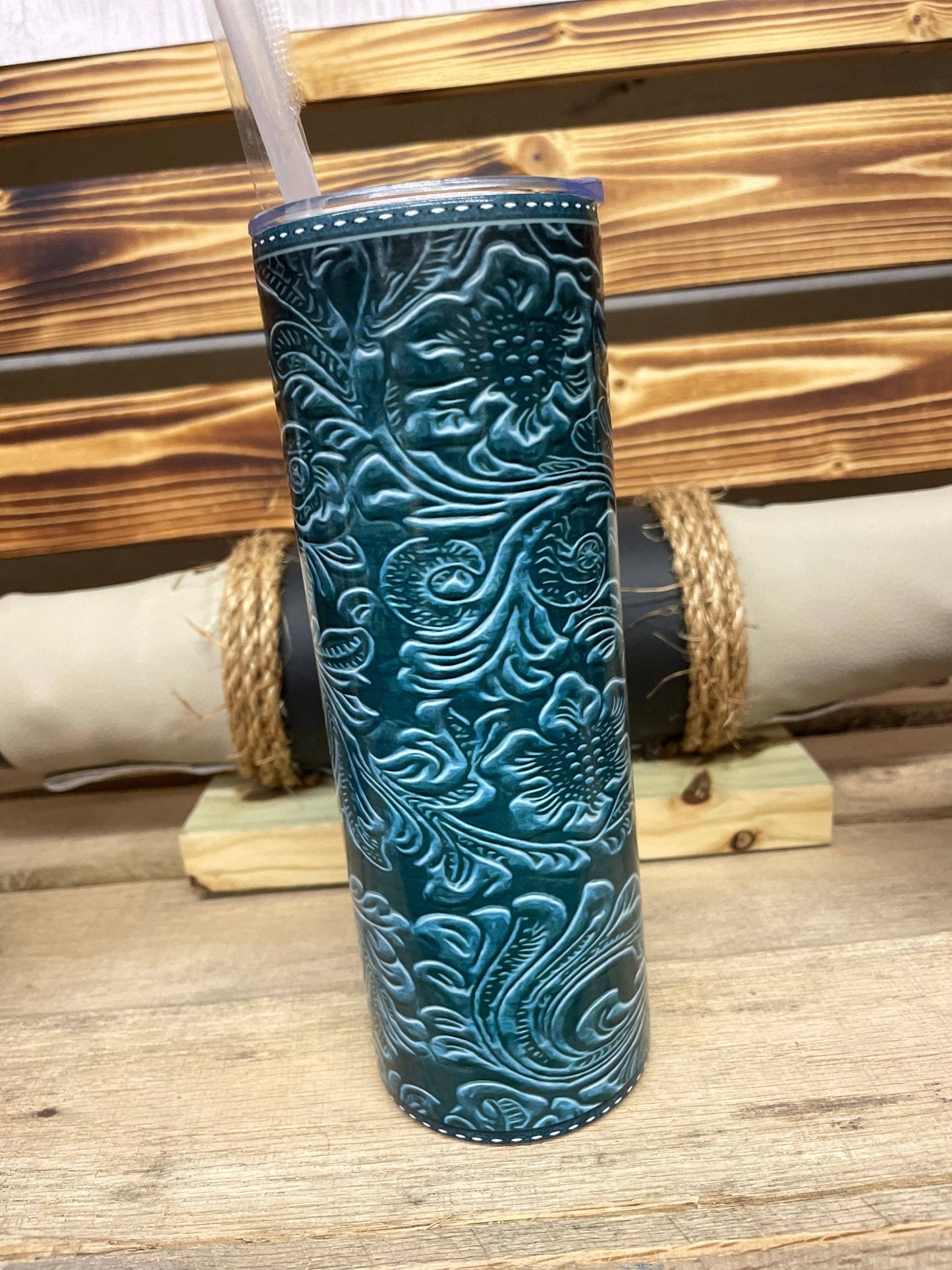 Tumbler Turquoise Tooled Tumbler